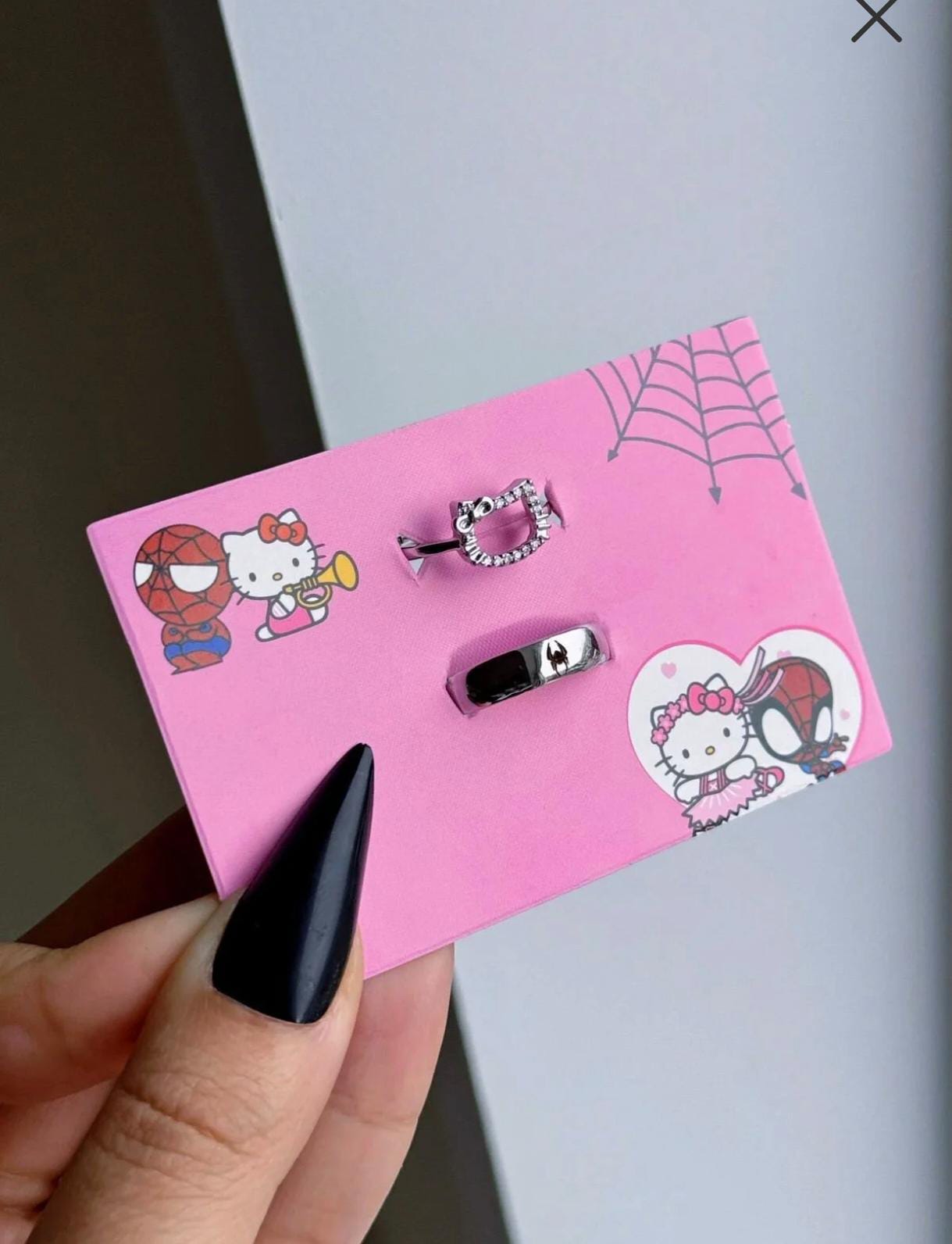 Hello Kitty Spiderman Ayarlanabilir Çift Arkadaşlık Sevgili Yüzük (Ayarlanabilir Yüzük)