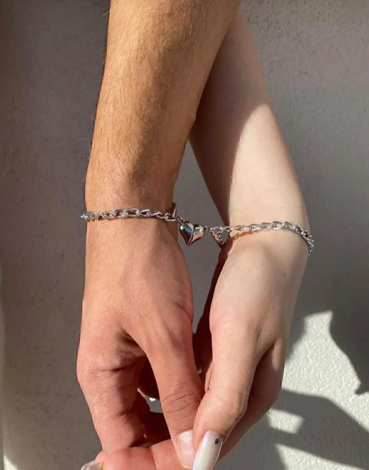 2'li Mıknatıslı Kalp Sevgili Çift Bilekliği Kalp Bileklik