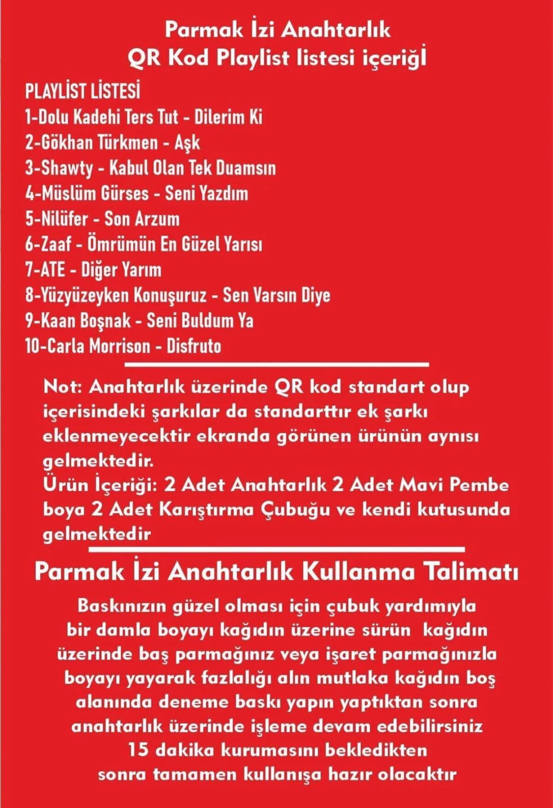 Parmak İzi Spotify Şarkılı Anahtarlık Seti 2 Adet