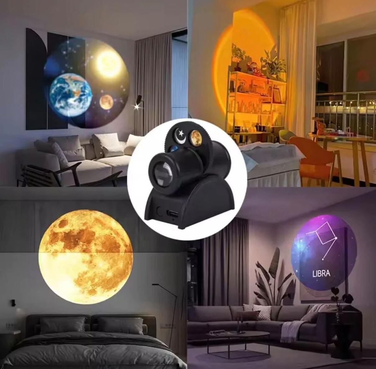Yıldızlı Gece Proje Lambası, 15 Sahne HD LED Yıldız Projeksiyon, USB Şarj Edilebilir