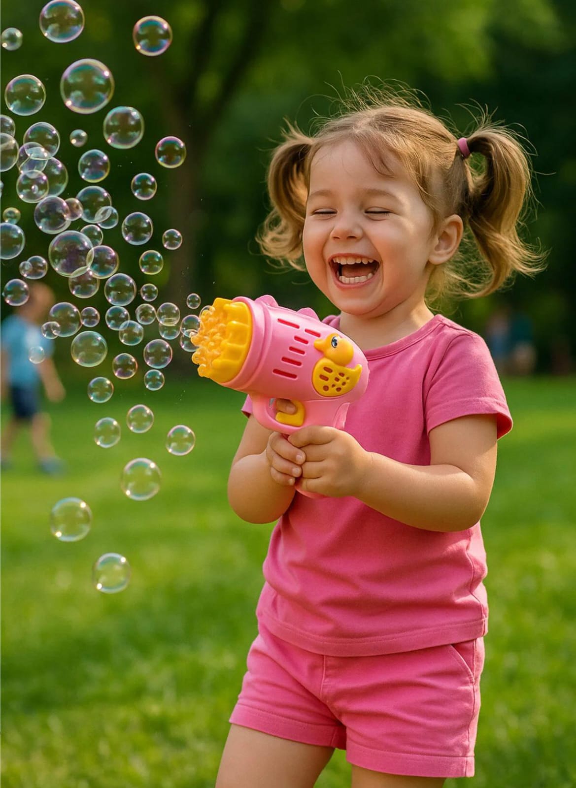 Duck Çok Delikli Pilli Köpük Atan Tabanca Oyuncağı 23 Delikli Bubble Gun