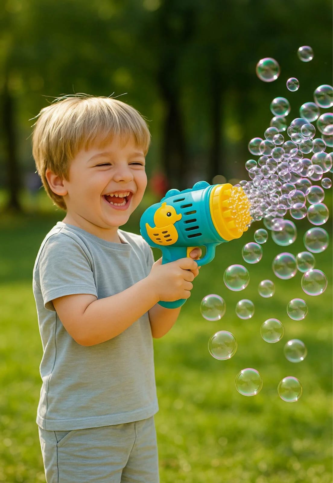 Duck Çok Delikli Pilli Köpük Atan Tabanca Oyuncağı 23 Delikli Bubble Gun