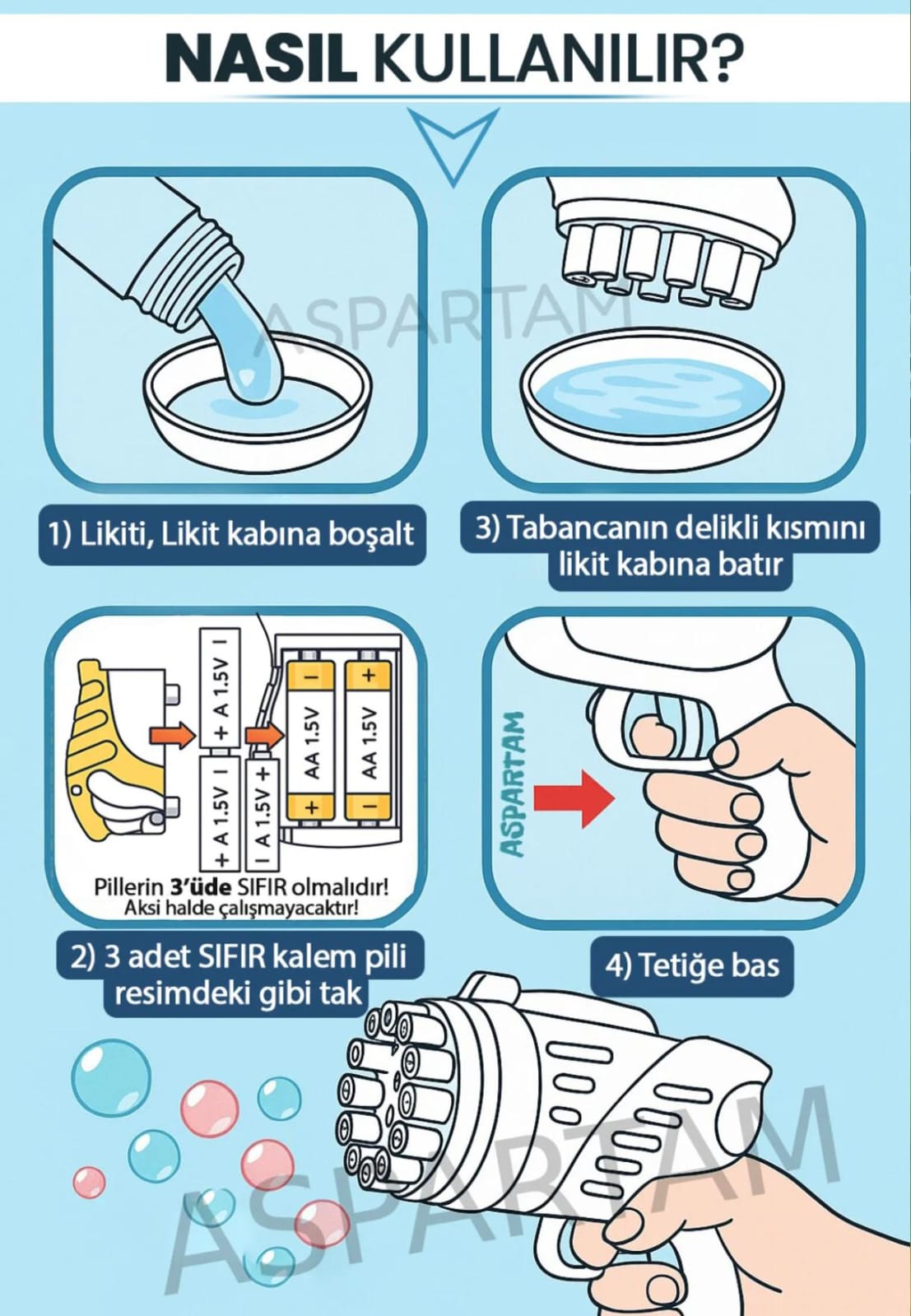 Duck Çok Delikli Pilli Köpük Atan Tabanca Oyuncağı 23 Delikli Bubble Gun