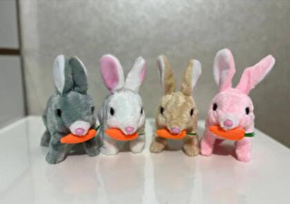 Elektronik Pilli Sesli Zıplayan Hareketli Havuçlu Peluş Tavşan 18x17 Cm kaliteli ürün