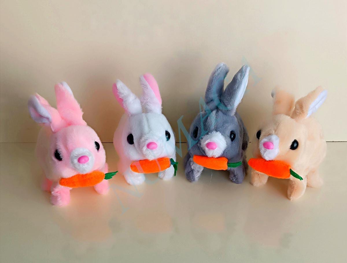 Elektronik Pilli Sesli Zıplayan Hareketli Havuçlu Peluş Tavşan 18x17 Cm kaliteli ürün