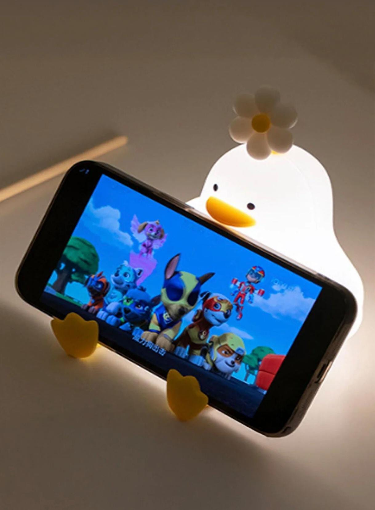 Ördek Figürlü Silikon RGB Dokunmatik Gece Lambası USB Şarjlı Loş Işık Bebek Odası