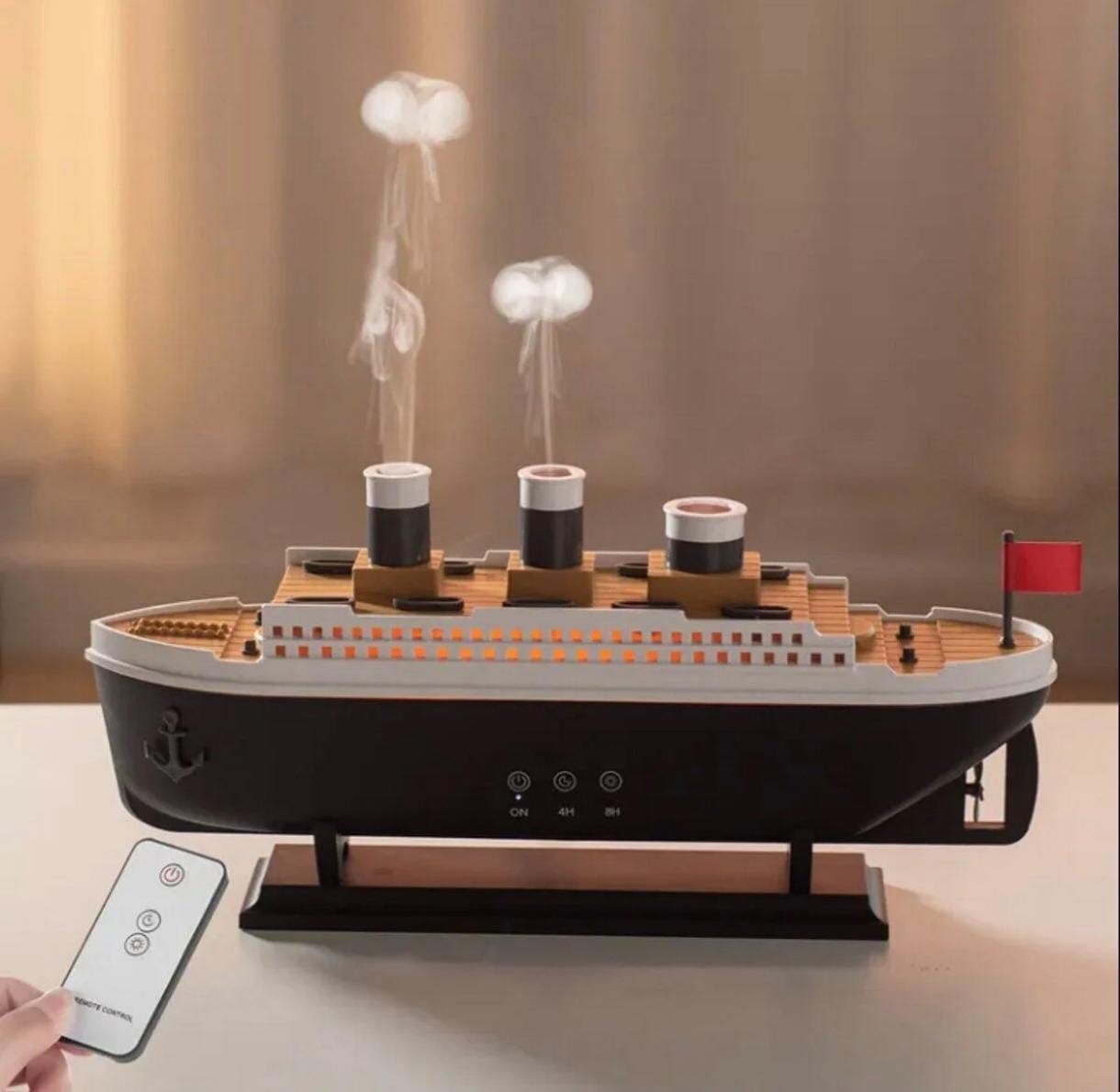 Titanic Gemi Hava Nemlendirici Fonksiyonlu Buhar Makinesi Kumandalı