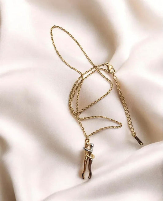 Birbirine Sarılan Çift Paslanmaz Çelik kolye