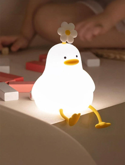 Ördek Figürlü Silikon RGB Dokunmatik Gece Lambası USB Şarjlı Loş Işık Bebek Odası